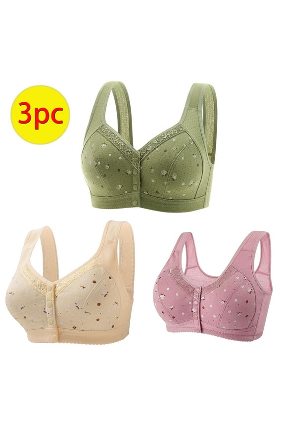 3 Pack Everyday Sports Bra Set womens Full Support Bra Comfortable Breathable Wireless Comfort Bralette Set Army Green Size M