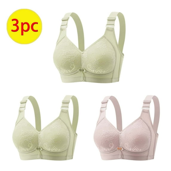 Itsame 3 Pack Everyday Sports Bra Set womens Full Support Bra Comfortable Breathable Wireless Comfort Bralette Set Green Size L