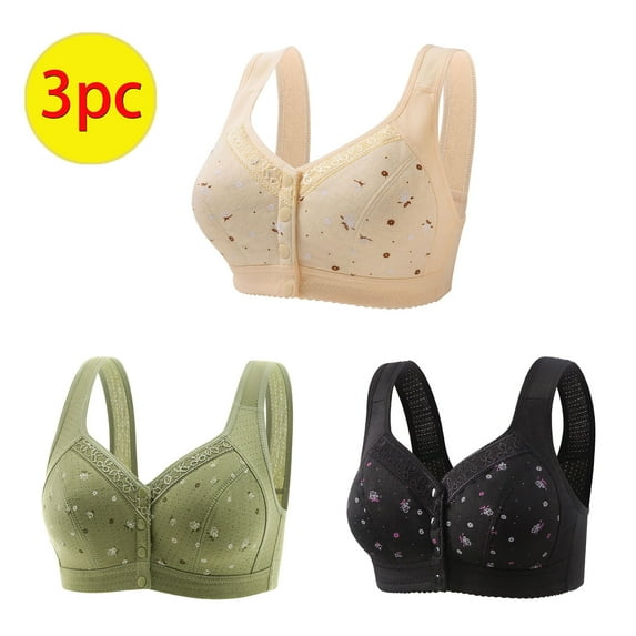 Itsame 3 Pack Everyday Sports Bra Set womens Full Support Bra Comfortable Breathable Wireless Comfort Bralette Set Khaki Size 3XL