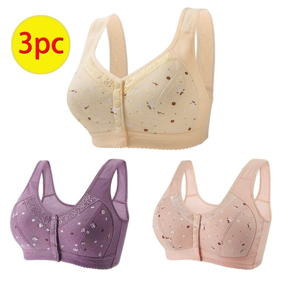 Itsame 3 Pack Everyday Sports Bra Set womens Full Support Bra Comfortable Breathable Wireless Comfort Bralette Set Purple Size XL