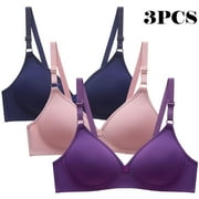 Itsame 3 Pack Everyday Sports Bra Set womens Full Support Bra Two Row Buckle Wireless Comfort Bralette Set Multicolor Size 2XL