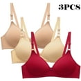 thumbnail image 1 of Itsame 3 Pack Everyday Sports Bra Set womens Full Support Bra Two Row Buckle Wireless Comfort Bralette Set Multicolor Size S, 1 of 6