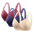 thumbnail image 1 of Itsame 3PC Balconette Bras Womens Veryday Wireless Bras 3Piece Set Comfortable Front Clasp Cotton Comfortable Push-Up Bra Nursing Bras Multicolor Size 2XL, 1 of 5