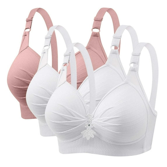 Itsame 3PC Bras for Women's Full Support Everyday Sports Bra Set Breathable Wireless Comfort Bralette Set Multicolor Size M