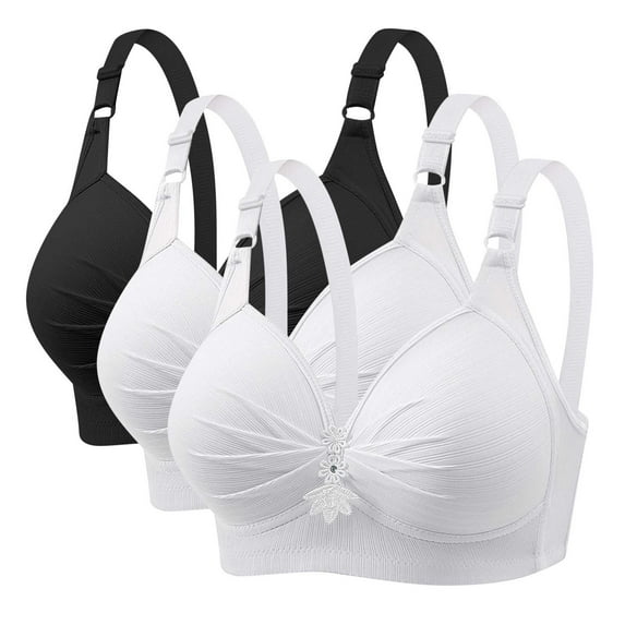 Itsame 3PC Bras for Women's Full Support Everyday Sports Bra Set Breathable Wireless Comfort Bralette Set Multicolor Size XL