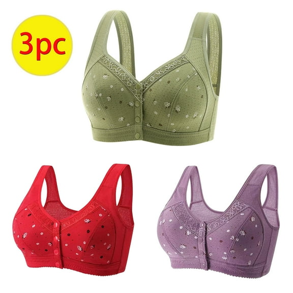 Itsame 3PC Bras for Women's Full Support Everyday Sports Bra Set Comfortable Breathable Wireless Comfort Bralette Set Army Green Size M