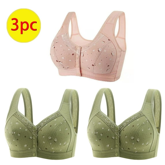 Itsame 3PC Bras for Women's Full Support Everyday Sports Bra Set Comfortable Breathable Wireless Comfort Bralette Set Pink Size XL