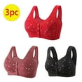 thumbnail image 1 of Itsame 3PC Bras for Women's Full Support Everyday Sports Bra Set Comfortable Breathable Wireless Comfort Bralette Set Red Size M, 1 of 9