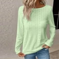 thumbnail image 1 of Itsame Blouses for Women, Long Sleeve Solid Color Plus Size Daily Casual Basic Tops Green L, 1 of 6