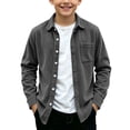 thumbnail image 1 of Itsame Boys Corduroy Jacket, Lapel Collar Long Sleeve Shirt Jacket, Casual Fall Winter Outwear with Pockets Dark Gray Size 12, 1 of 9