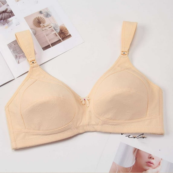 Itsame Bralette Womens Veryday Seamless Bra Minimizer Bras Solid Color Front Clasp Nursing Bras Beige Size 42