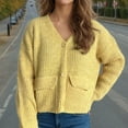 thumbnail image 1 of Itsame Cardigan Sweater Women Loose Button V-Neck Sweaters Long Sleeve Casual Relaxed Sweatertop Yellow Size L, 1 of 6
