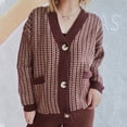 thumbnail image 1 of Itsame Cardigan Sweater Women Loose Button V-Neck Sweaters Long Sleeve Sweatertop Brown Size M, 1 of 5