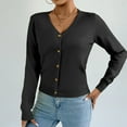 thumbnail image 1 of Itsame Cardigan Sweater for Womens Knitted V-Neck Sweatershirt Long Sleeves New Solid Color Button Sweatshirts Black Size XL, 1 of 8