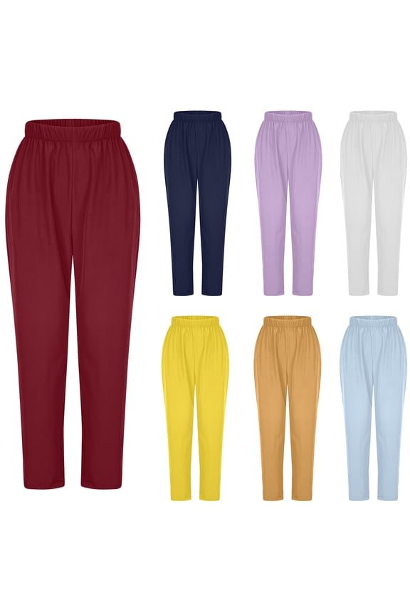 Comfortable Loose Pants for Womens High Waisted Wide Leg Sweatpants Purple Size L
