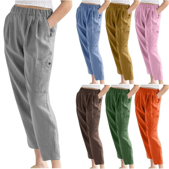 Itsame Comfortable Loose Pants for Womens Pocket Solid Color High Waisted Wide Leg Sweatpants Bronze Size XL