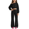 thumbnail image 1 of Itsame Girls 2-Piece Sweatshirt Set, Crop Relaxed Straight Leg Pants Outfit Casual Sporty Jogger Suit Black Size 6, 1 of 6
