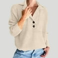 thumbnail image 1 of Itsame Knitted Sweater Women Long Sleeves Knitted Sweatershirt High Neck New Solid Color Relaxed Lapel Collar Sweatshirts Beige Size M, 1 of 8