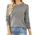 thumbnail image 1 of Itsame Knitted Sweater Women Long Sleeves Loose Sweatershirt Crew Neck New Solid Color Relaxed Sweatshirts Gray Size L, 1 of 3