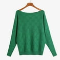 thumbnail image 1 of Itsame Knitted Sweater Women Long Sleeves Sweatershirt Crew Neck Solid Color Sweatshirts Green Size Free Size, 1 of 6