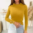 thumbnail image 1 of Itsame Knitted Sweater Women Long Sleeves Sweatershirt High Neck Solid Color Button Sweatshirts Yellow Size XL, 1 of 5