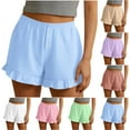thumbnail image 1 of Itsame Lightweight Shorts Womens Walk Short Pants With Pockets Stripe Button Wide Leg Shorts White Size S, 1 of 9