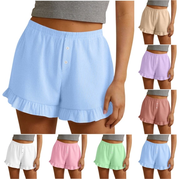 Itsame Lightweight Shorts Womens Walk Short Pants With Pockets Stripe Button Wide Leg Shorts White Size S