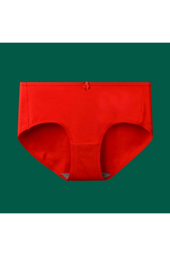 Lingerie Panties Womens Underpants Without Traces Solid Color Cotton Resilience Underwear Red Size XL