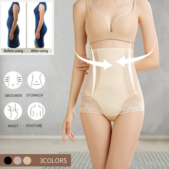 Itsame Lingerie Underpants for Womens Panties High Waist Underwear Beige Size M