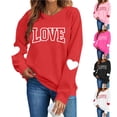 thumbnail image 1 of Itsame Long Sleeve T-Shirts Women's Valentine's Sweatshirt Loose Crew Neck Tops Hot Pink Size XS, 1 of 10
