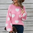 thumbnail image 1 of Itsame Loose Sweater for Womens Long Sleeve Pullover Sweaters Crew Neck Printed Sweatertop Pink Size L, 1 of 9