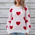 thumbnail image 1 of Itsame Loose Sweater for Womens Long Sleeve Pullover Sweaters Crew Neck Printed Sweatertop Red Size L, 1 of 9