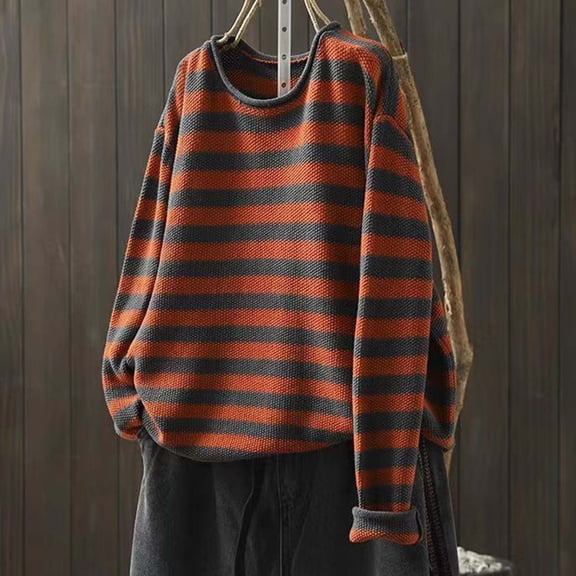 Itsame Loose Sweater for Womens Long Sleeve Sweaters V-Neck Sweatertop Red Size L