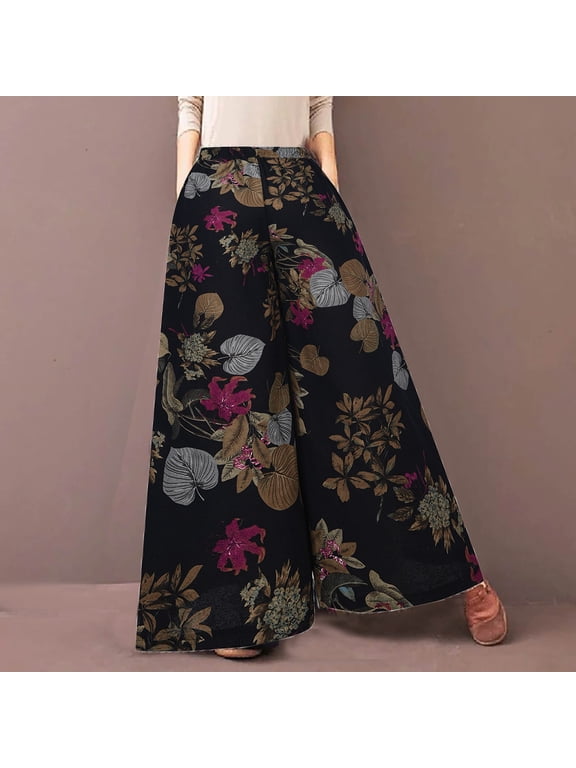 Loose Sweatpants for Womens Long Pants Printed Loose Pant Black Size L