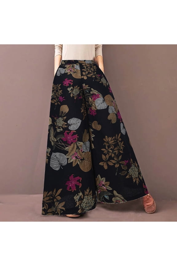 Loose Sweatpants for Womens Long Pants Printed Loose Pant Black Size L