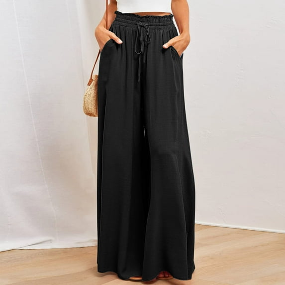 Itsame Loose Sweatpants for Womens Long Pants Solid Color Loose Pant Black Size S