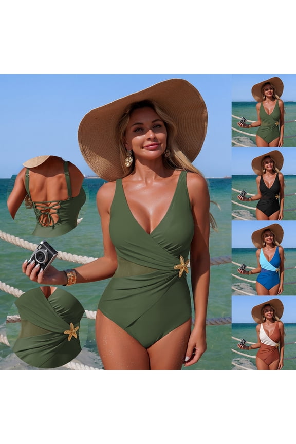 One Piece Swimsuit Women Beach Bikini Sets Comfortable Swimwear Blue Size L