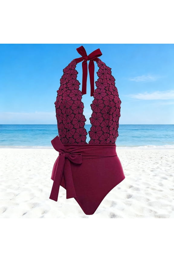 One Piece Swimsuit Women Slim Bikini Sets Fashionable Swimwear Red Size S