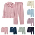 thumbnail image 1 of Itsame Pajamas 2pcs Sets for Womens Long Sleeved Sleepwearshirt and Pants Sleepwear Set New Relaxed Cardigan Lapel Collar Women Casual Home set Pink Size 4XL, 1 of 1