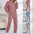 thumbnail image 1 of Itsame Pajamas 2pcs Sets for Womens Long Sleeved Sleepwearshirt and Pants Sleepwear Set Solid Color Women Casual Home set Gray Size L, 1 of 1