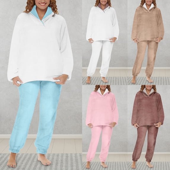 Itsame Pajamas 2pcs Sets for Womens Long Sleeved Sleepwearshirt and Pants Sleepwear Set Women Casual Home set Light Blue Size L
