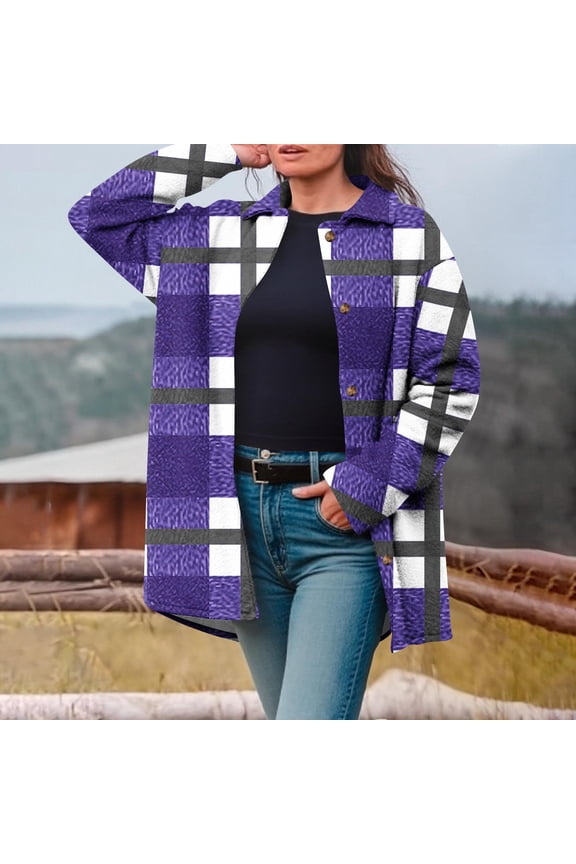 Puffer Coats for Womens Winter Jackets Printed Casual Relaxed Lapel Collar Button Cotton for Women Waterproof Jacket Purple Size 3XL