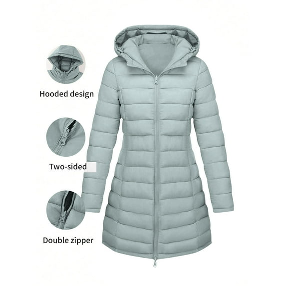 Itsame Puffer Jackets Womens Winter Coats New Solid Color Casual Cotton for Women Waterproof Jacket Gray Size L