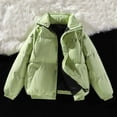 thumbnail image 1 of Itsame Puffer Jackets Womens Winter Coats Pocket Solid Color Casual Zipper Cotton for Women Waterproof Jacket Green Size L, 1 of 8