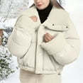 thumbnail image 1 of Itsame Puffer Jackets Womens Winter Coats Solid Color Cotton for Women Waterproof Jacket White Size XL, 1 of 7