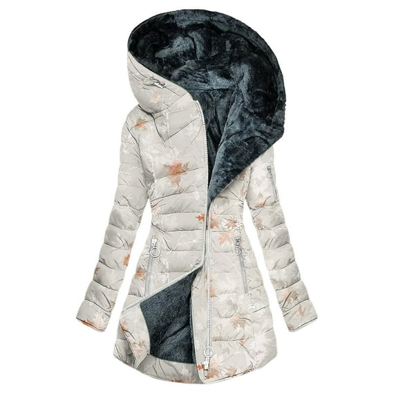 Itsame Puffer Jackets Womens Winter Fleece Coats Hood New Solid Color Casual Cotton for Women Waterproof Jacket Multicolor Size 2XL