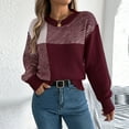 thumbnail image 1 of Itsame Pullover Sweater Women Loose Button Crew Neck Sweaters Long Sleeve Sweatertop Wine Size L, 1 of 8
