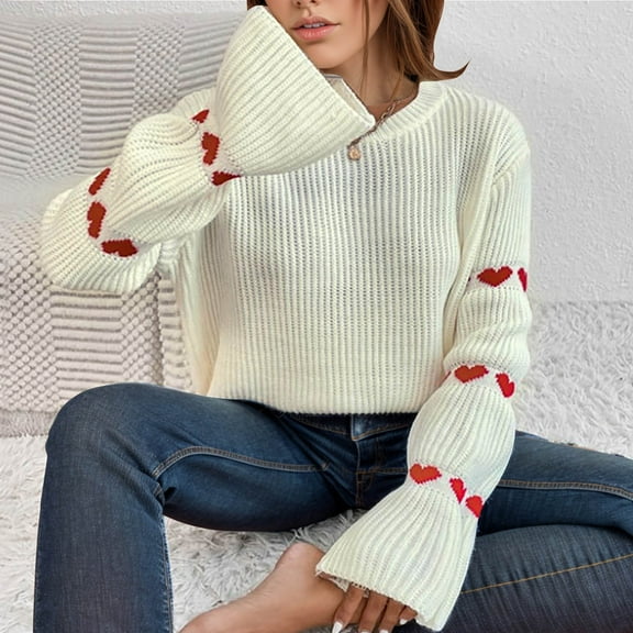Itsame Pullover Sweater Women Loose Crew Neck Sweaters Long Sleeve Casual Sweatertop White Size S