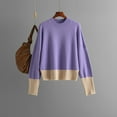 thumbnail image 1 of Itsame Pullover Sweater Women Loose High Neck Sweaters Long Sleeve Casual Sweatertop Purple Size Free Size, 1 of 3