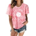 thumbnail image 1 of Itsame Short Shirt Sleeved Tops for Womens Printed Relaxed Round Neck Tie Dyeing T-Shirt Blouses Pink Size 2XL, 1 of 7